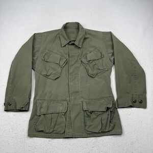 Vintage Military Jungle Jacket Combat Mens M Green Cotton Ripstop Army OG-107